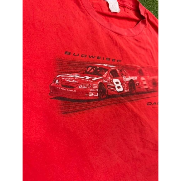 Vintage 90s Chase Authentics Dale Earnhardt Jr. #8 Budweiser T Shirt Mens XL Red - Picture 2 of 5